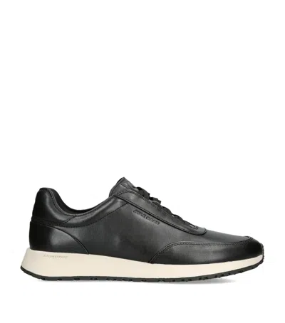 Cole Haan Leather Grandprø Luxe Mile Sneakers In Black