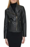 Cole Haan Women's Zip Up Leather Jacket In Black