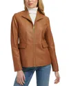 Cole Haan Wing Collar Leather Jacket In Hazelnut