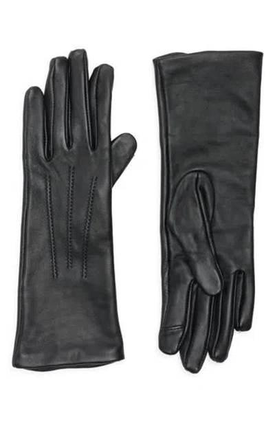 Cole Haan Leather Points Gloves In Black