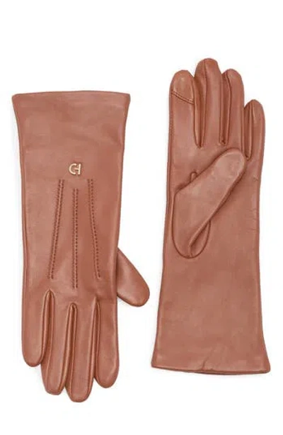 Cole Haan Leather Points Gloves In British Tan