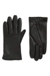 Cole Haan Leather Touchscreen Gloves In Black