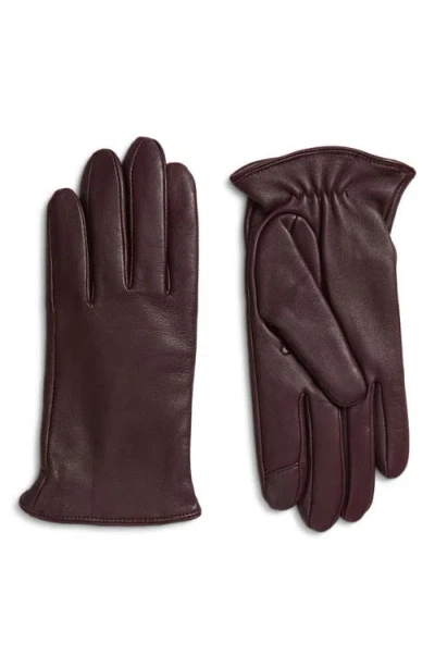 Cole Haan Leather Touchscreen Gloves In Pink