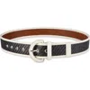 Cole Haan Leather Trim Raffia Belt In Black
