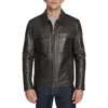 Cole Haan Leather Zip Shirt Jacket In Black
