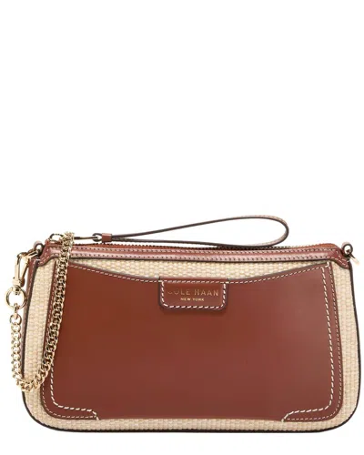 Cole Haan Leighton Straw & Leather Clutch In Multi