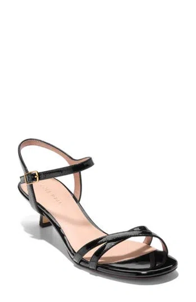 Cole Haan Leni Kitten Heel Sandal In Black Patent Leather