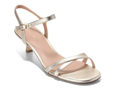 Cole Haan Leni Kitten Heel Sandal In Soft Gold Leather