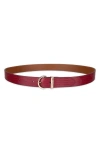 Cole Haan Lizard Embossed Leather Belt In Burgundy