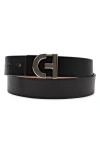 Cole Haan Logo Plaque Leather Belt In Black