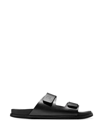 Cole Haan Logo-embossed Touch-strap Sandals In Black