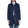 Cole Haan Longline Wool Blend Coat In Blue