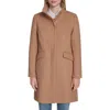 Cole Haan Longline Wool Blend Coat In Brown