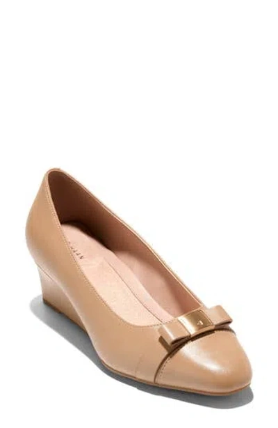 Cole Haan Malta Bow Wedge Pump In Brown