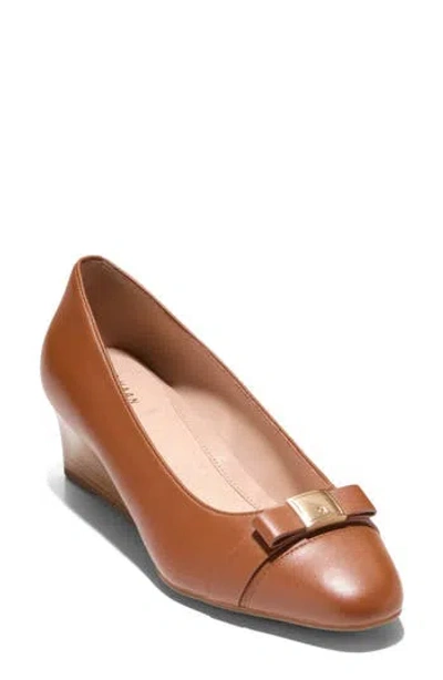 Cole Haan Malta Bow Wedge Pump In Brown