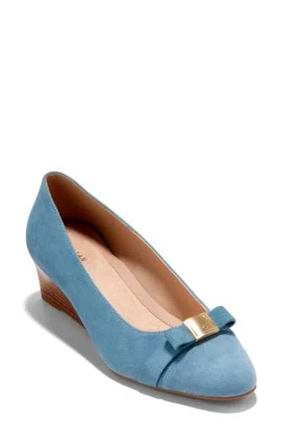 Cole Haan Malta Bow Wedge Pump In Blue