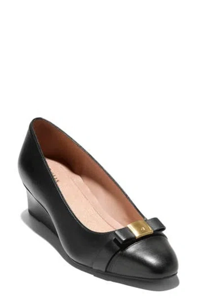 Cole Haan Malta Bow Wedge Pump In Black