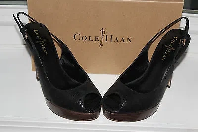 Pre-owned Cole Haan Mariela Air Ot Sling Black Exotic Print 8us $327