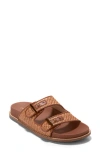 Cole Haan Marisol Sandal In Tan Raffia/dark Cuoio Leather