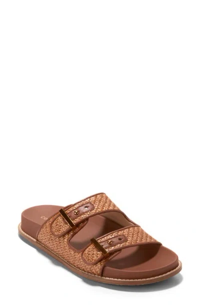 Cole Haan Marisol Sandal In Tan Raffia/dark Cuoio Leather