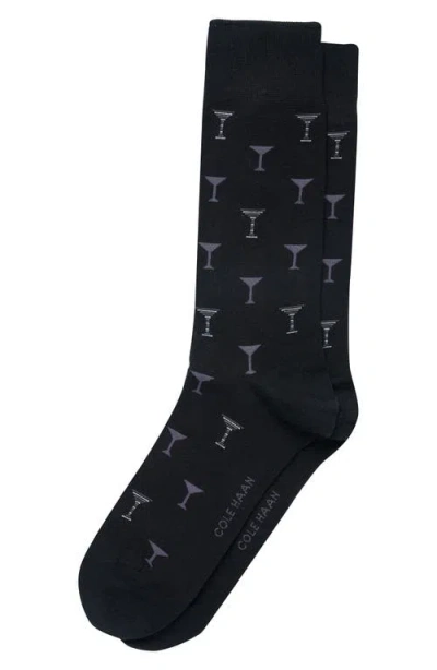 Cole Haan Martini Glass Dress Socks In Black