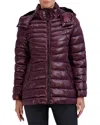 Cole Haan Pearlized Mixed Quilt Hooded Puffer Coat