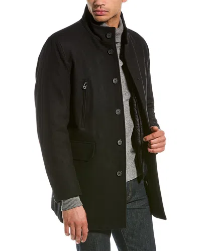 Cole Haan Melton 3-in-1 Wool-blend Coat In Black