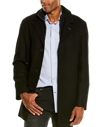 Cole Haan Melton Wool-blend Coat In Black