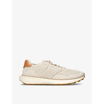 COLE HAAN COLE HAAN MENS BEIGE COMB GRANDPRØ ASHLAND STITCHLITE PANELLED WOVEN MID-TOP TRAINERS