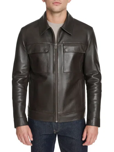 Cole Haan Zip Front Jacket In Brown