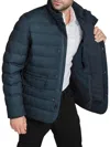 Cole Haan Men's Channel Quilted Down Jacket With Removable Bib In Navy
