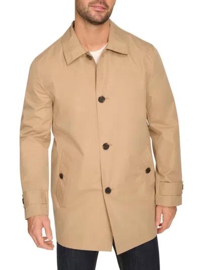 Cole Haan Men's City Rain Mid-length Mackintosh Jacket In Khaki