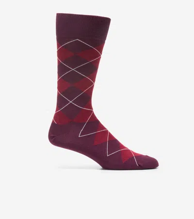 Cole Haan Men's Classic Argyle Dress Crew Socks - Red In Multi