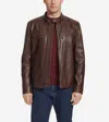 Cole Haan Men's Classic Zip Front Moto Jacket - Brown Size Small In Brown