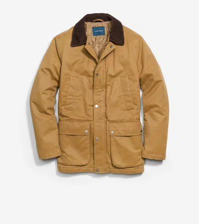 Cole Haan Men's Coated Cotton Rain Jacket - Beige Size Medium In Khaki
