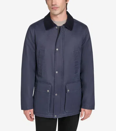 COLE HAAN COLE HAAN MEN'S COATED COTTON RAIN JACKET - BLUE SIZE XL