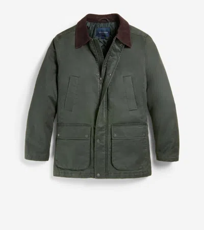 Cole Haan Men's Coated Cotton Rain Jacket - Green Size Xl