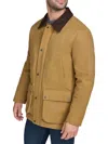 Cole Haan Men's Corduroy-shirt-collar Waxed Rain Jacket In Khaki
