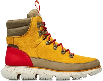 Pre-owned Cole Haan Men's  4.zerogrand Hiker Boot Hasan Minhaj Sneakers In Mineral Yellow Suede