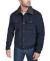 Cole Haan Men's Collared Quilted Button-front Jacket In Navy