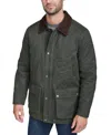 Cole Haan Men's Corduroy-shirt-collar Waxed Rain Jacket In Army Green