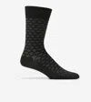 Cole Haan Men's Diamond Microfiber Dress Crew Socks - Black Size Osfa In Black