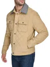 Cole Haan Men's Diamond Quilted Corduroy Trucker Jacket In Khaki
