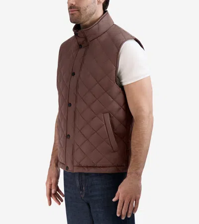 Cole Haan Men's Diamond Quilted Vest - Brown Size Small In Multi