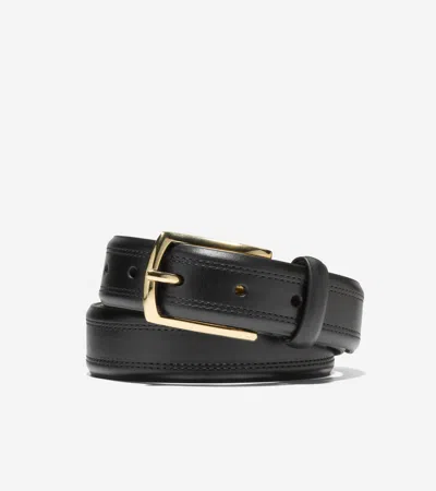 Cole Haan Men's Double Stitch Dress Belt - Black Size 44