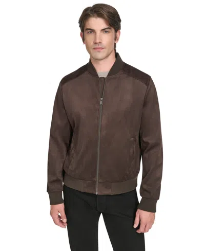 Cole Haan Men's Faux Suede Bomber Jacket In Brown