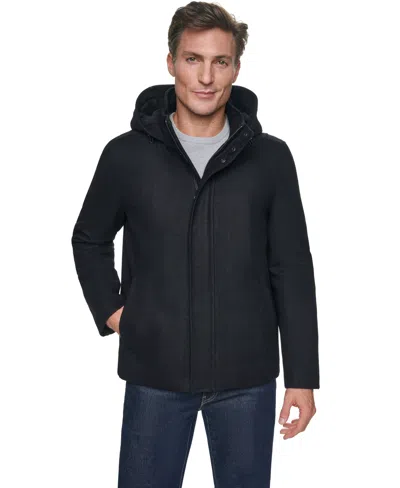 Cole Haan Men's Front-zip Duffel Wool Jacket In Blue