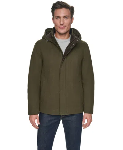 Cole Haan Men's Front-zip Duffel Wool Jacket In Green