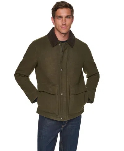 Cole Haan Men's Front-zip Melton Wool Jacket In Gray