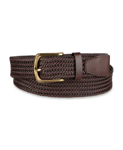 Cole Haan Men's Fully Adjustable Leather Braided Belt In Brown